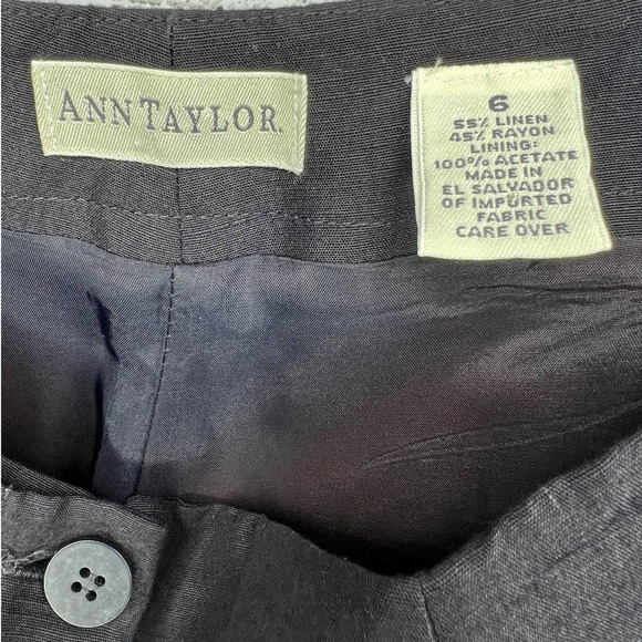 NEW! Ann Taylor 6 High Rise LINEN Wide Leg Dress Pants Pleated Black - Picture 3 of 4